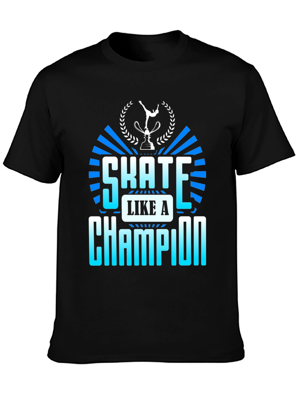 Skate Like a Champion Black Graphic T-Shirt