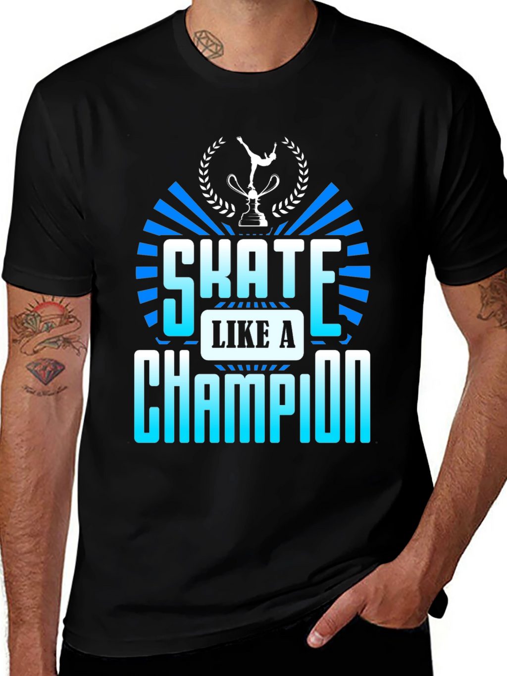 Skate Like a Champion Black Graphic T-Shirt