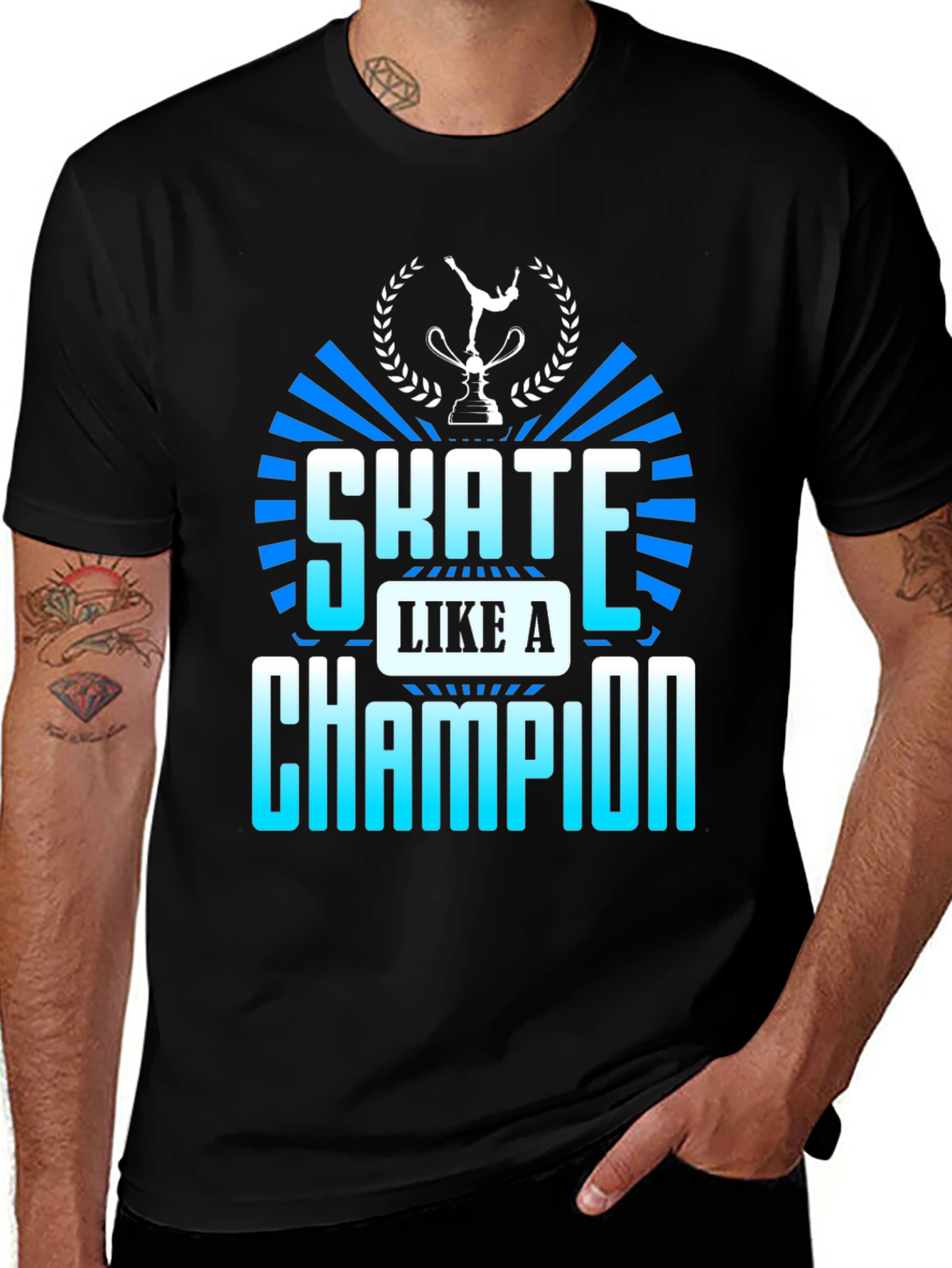 Skate Like a Champion Black Graphic T-Shirt