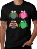 Owl Pattern T-Shirt - Unique Design Comfort Fit
