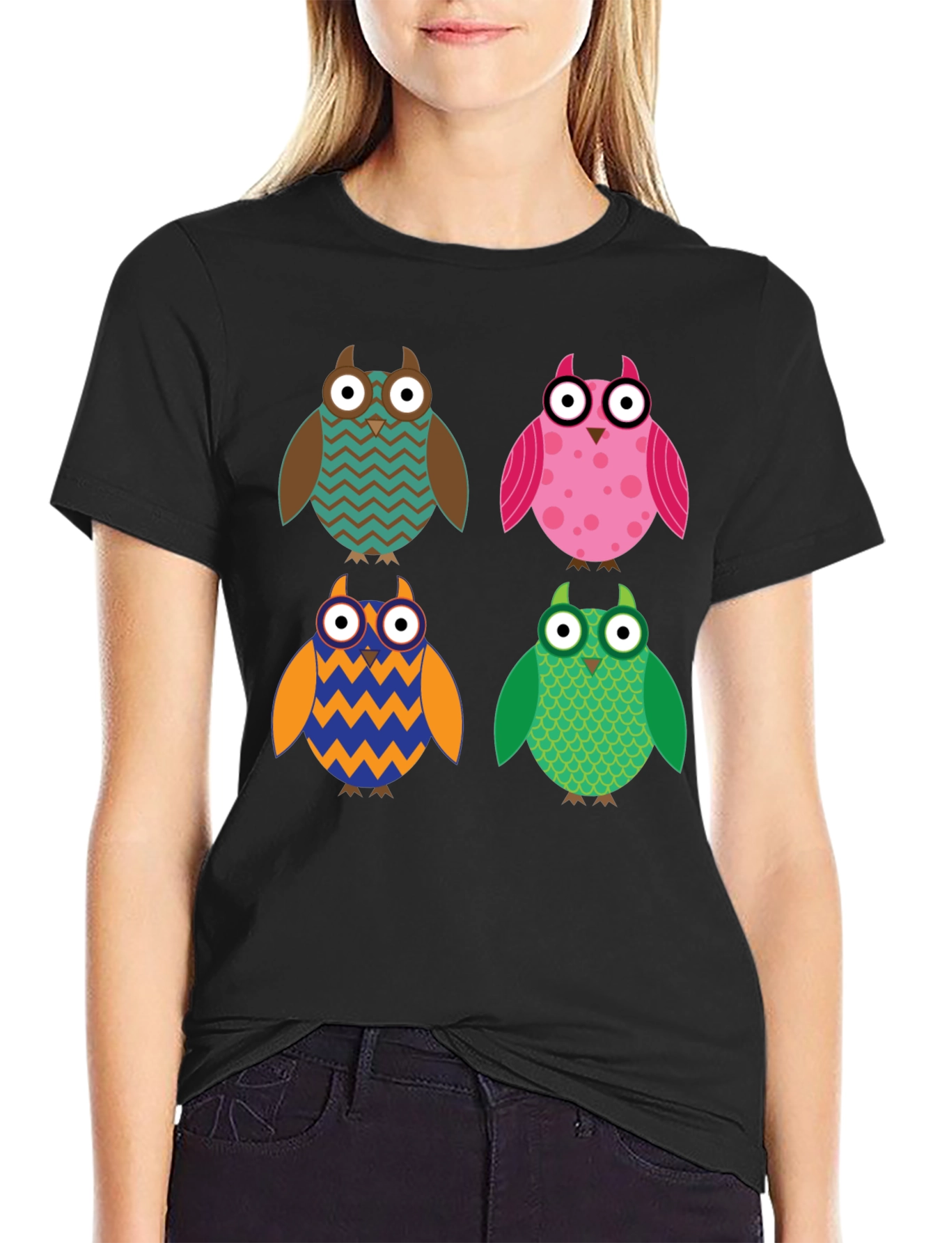 Owl Pattern T-Shirt - Unique Design Comfort Fit