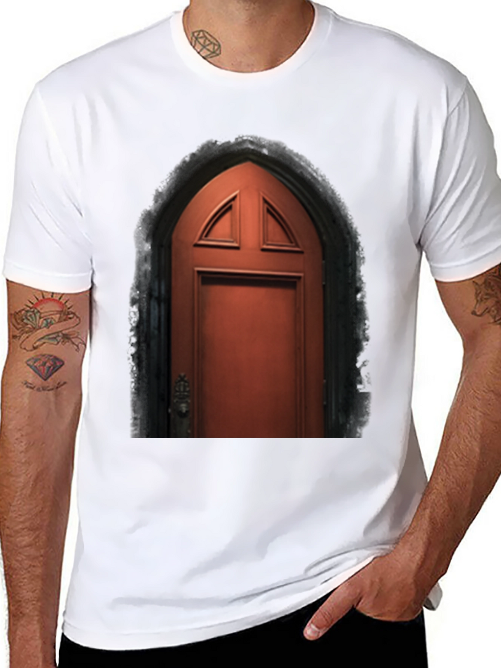 Arched Door Graphic Tee - Gothic Style T-Shirt