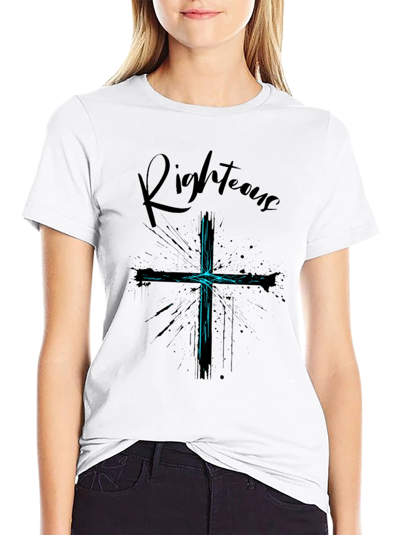 Righteous Cross Graphic Black T-Shirt