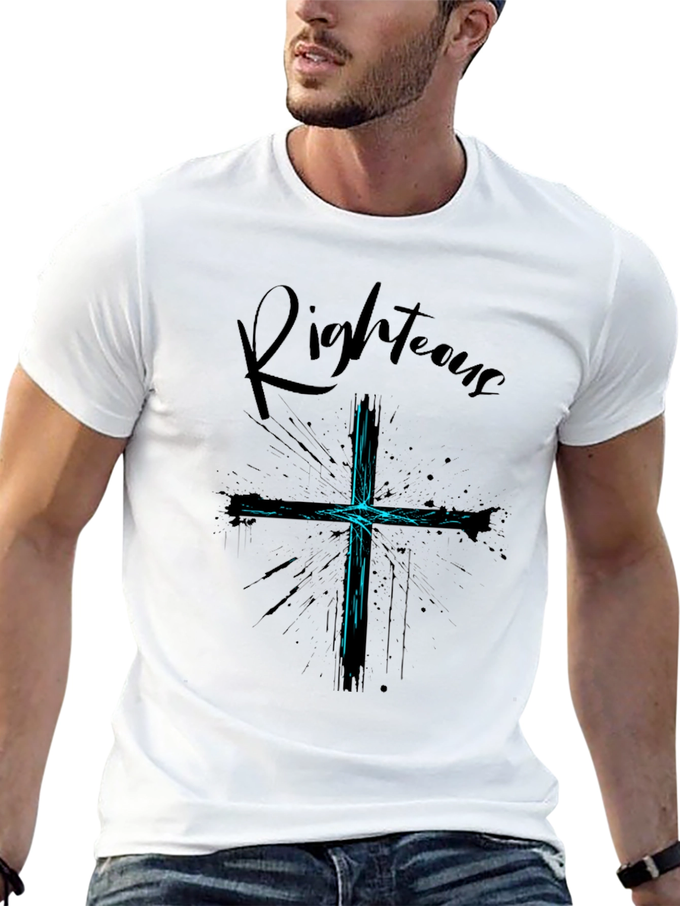 Righteous Cross Graphic Black T-Shirt