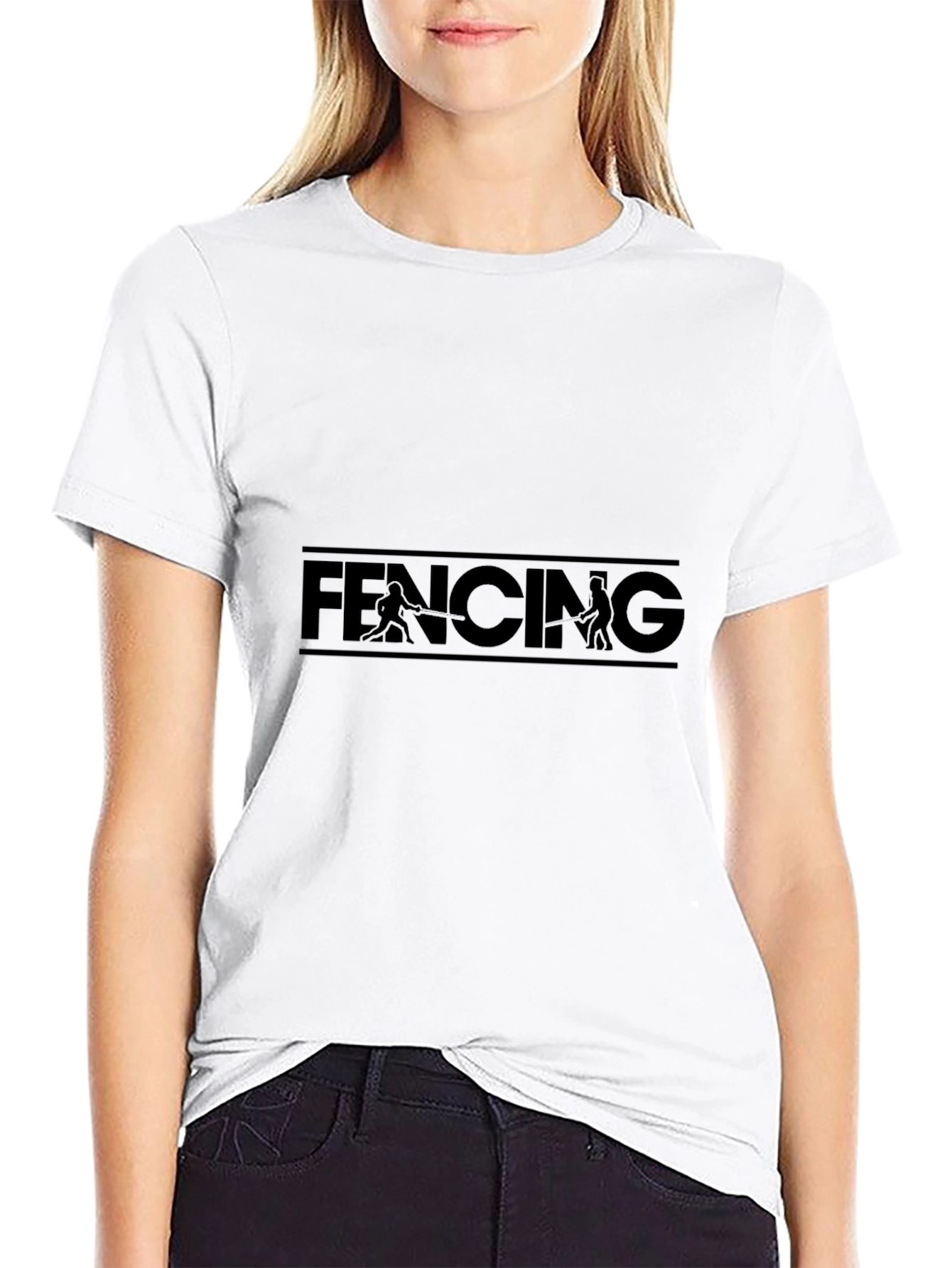Fencing Graphic T-Shirt - Black Stylish Comfortable