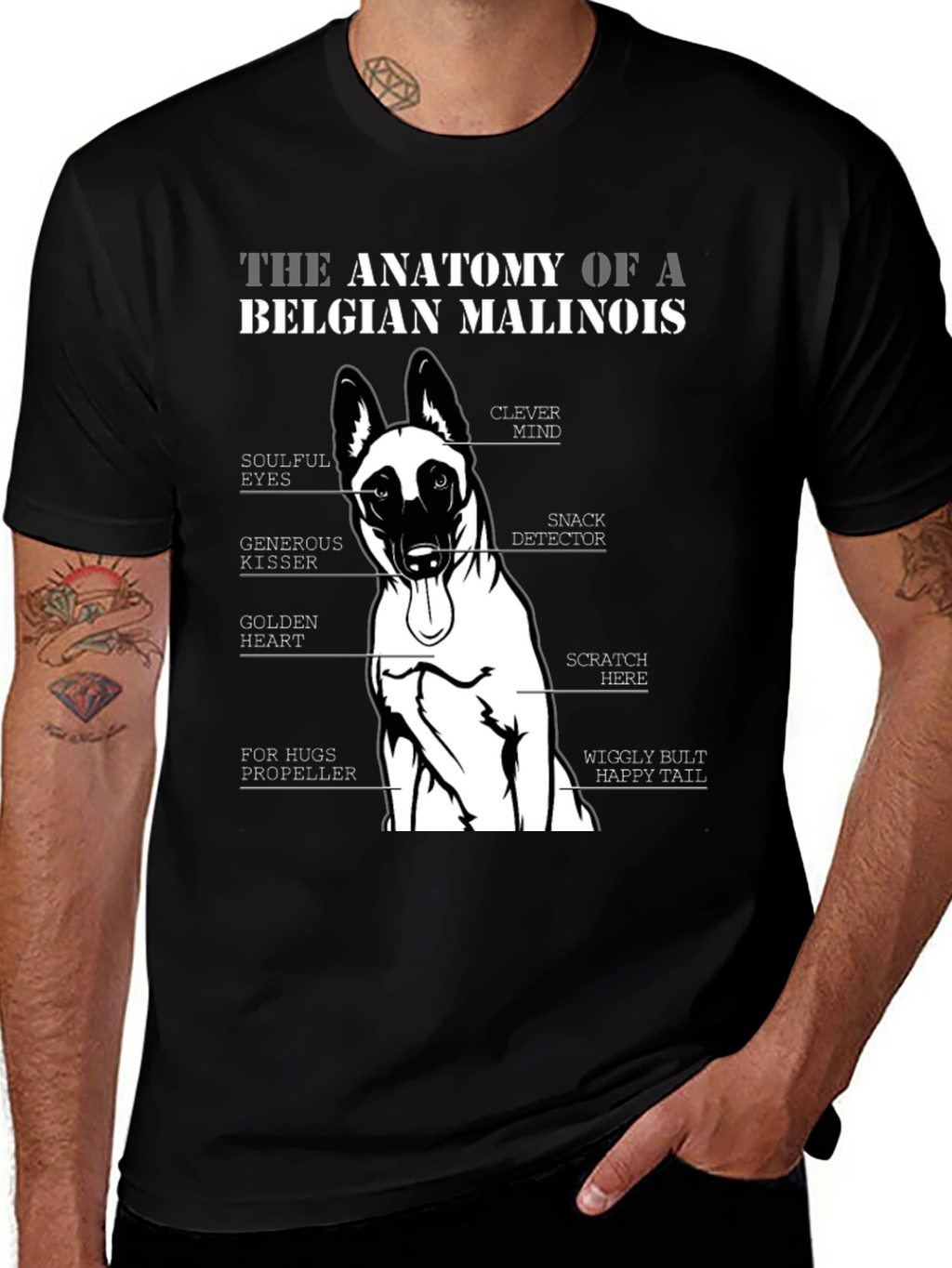 Belgian Malinois Anatomy T-Shirt - Dog Lover Gift
