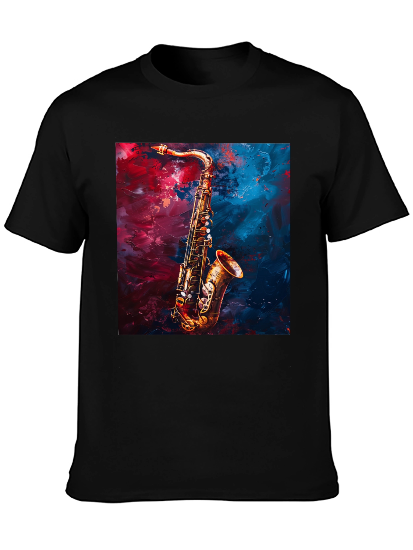 Saxophone Graphic Tee - Black Cotton Music Lover T-Shirt