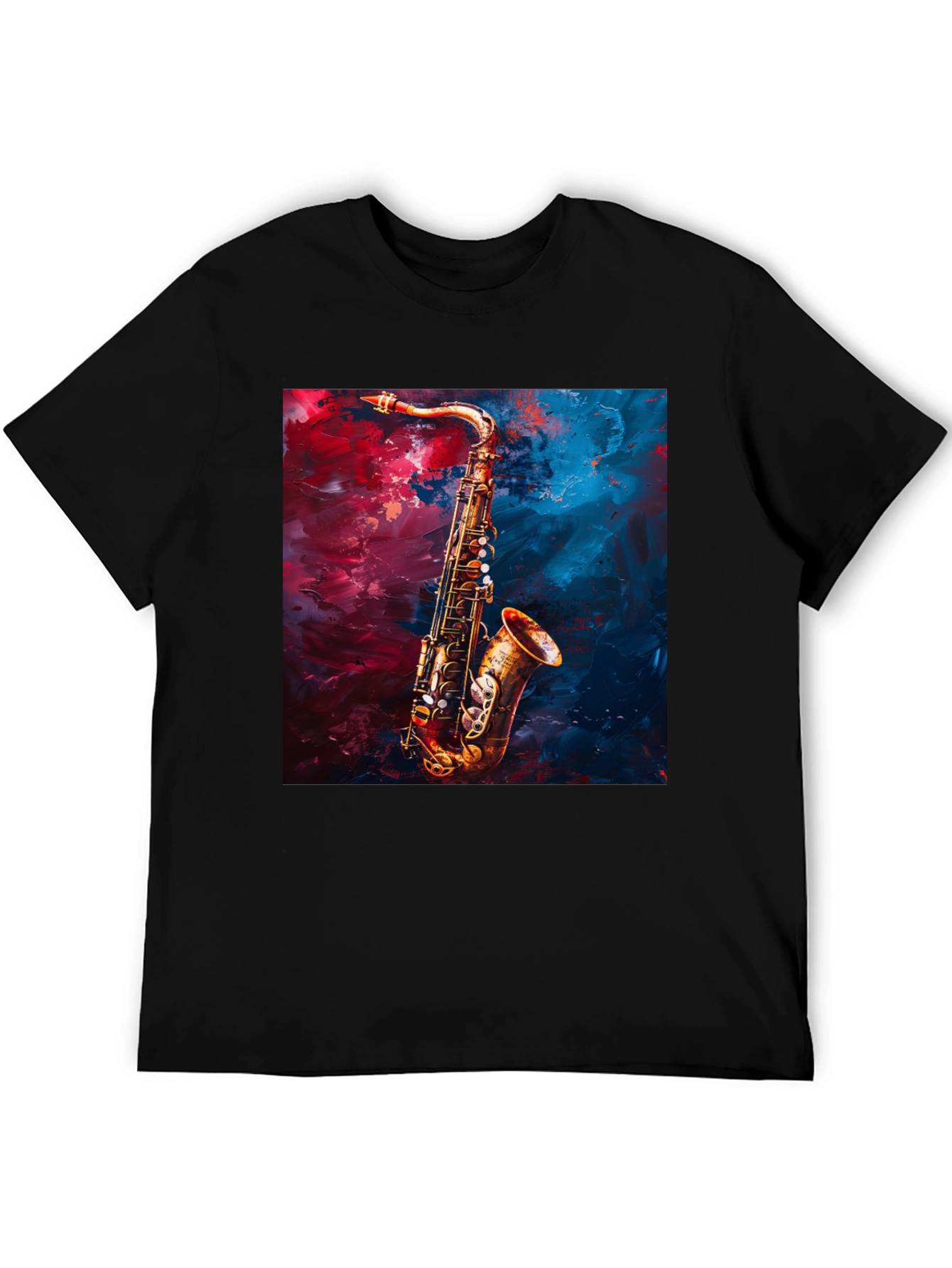 Saxophone Graphic Tee - Black Cotton Music Lover T-Shirt