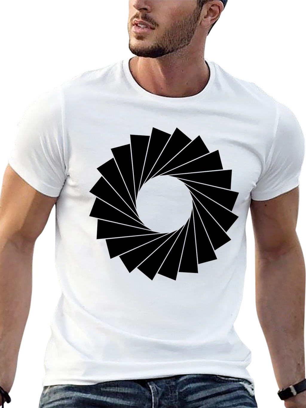 Geometric Circle Graphic Black T-Shirt