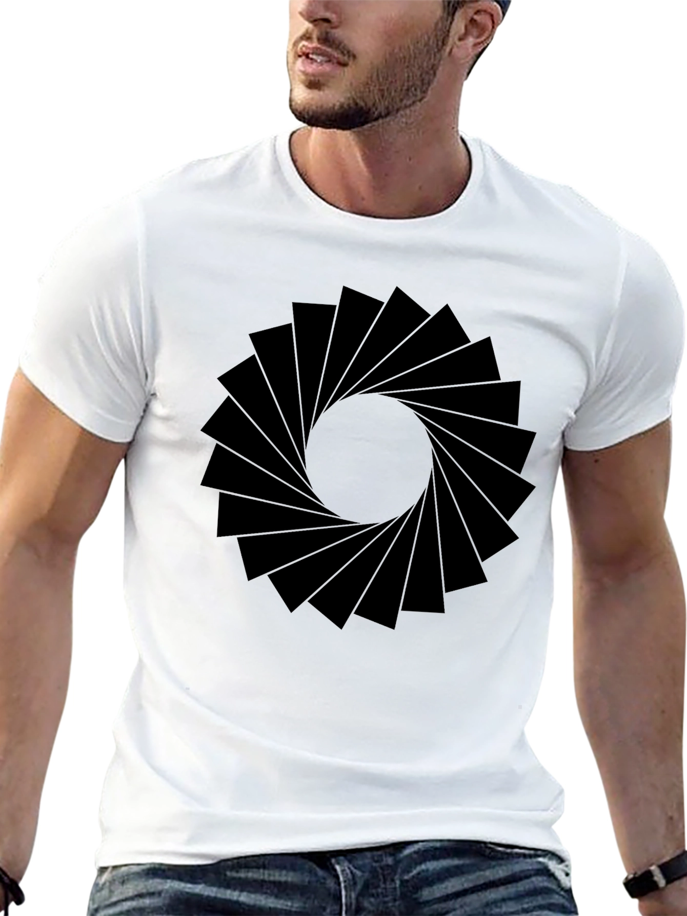 Geometric Circle Graphic Black T-Shirt