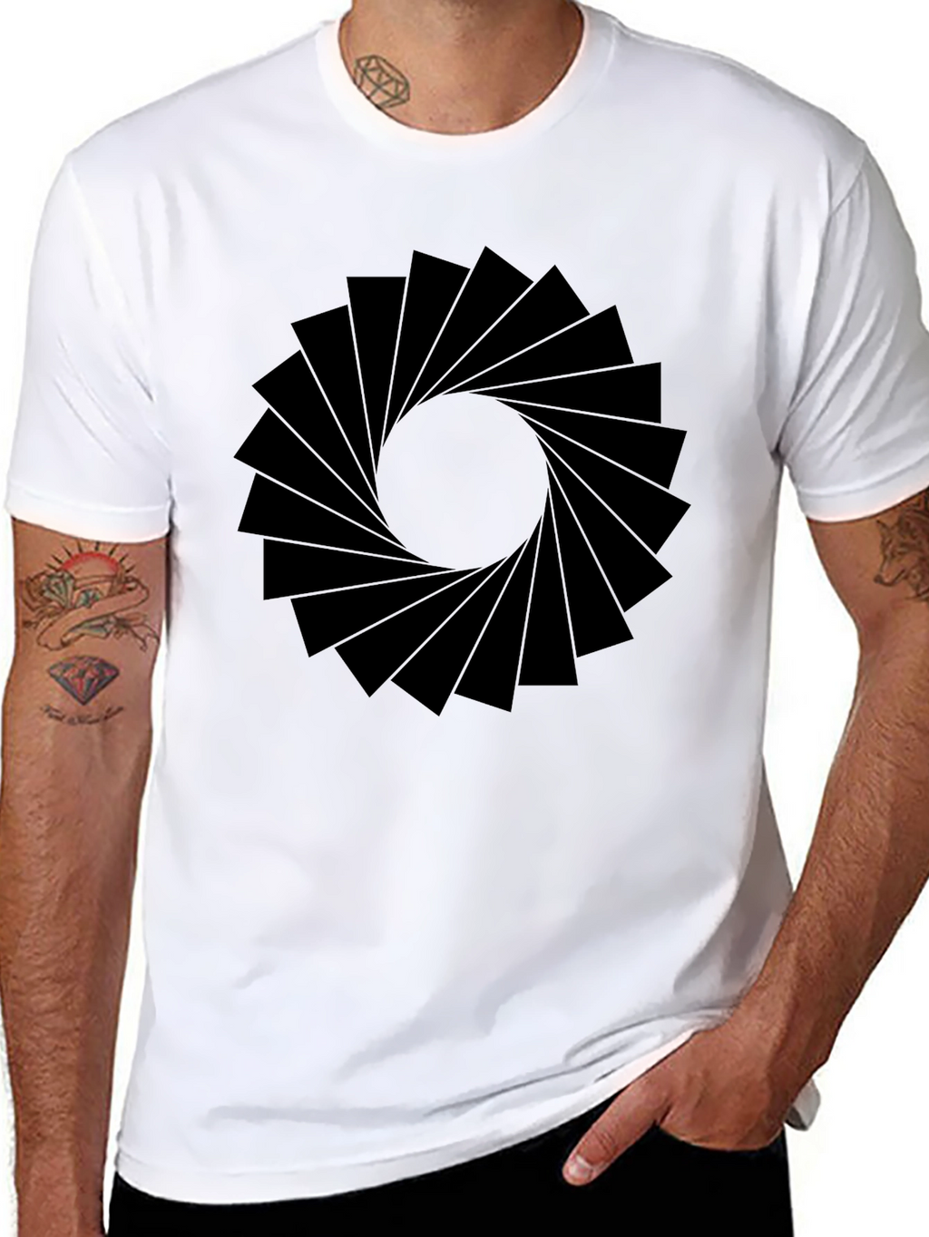 Geometric Circle Graphic Black T-Shirt