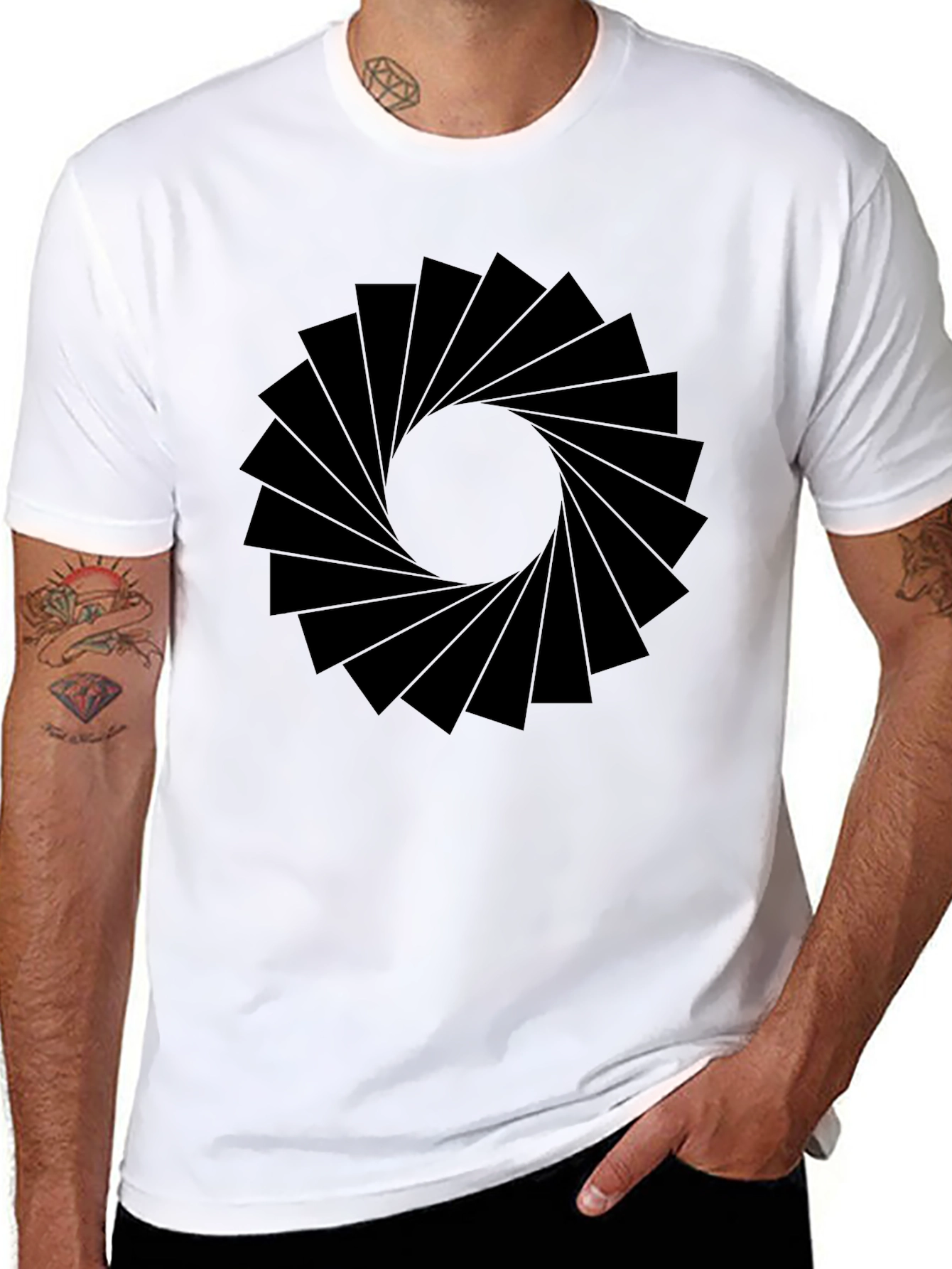 Geometric Circle Graphic Black T-Shirt