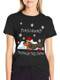 Daschund Through The Snow Holiday T-Shirt