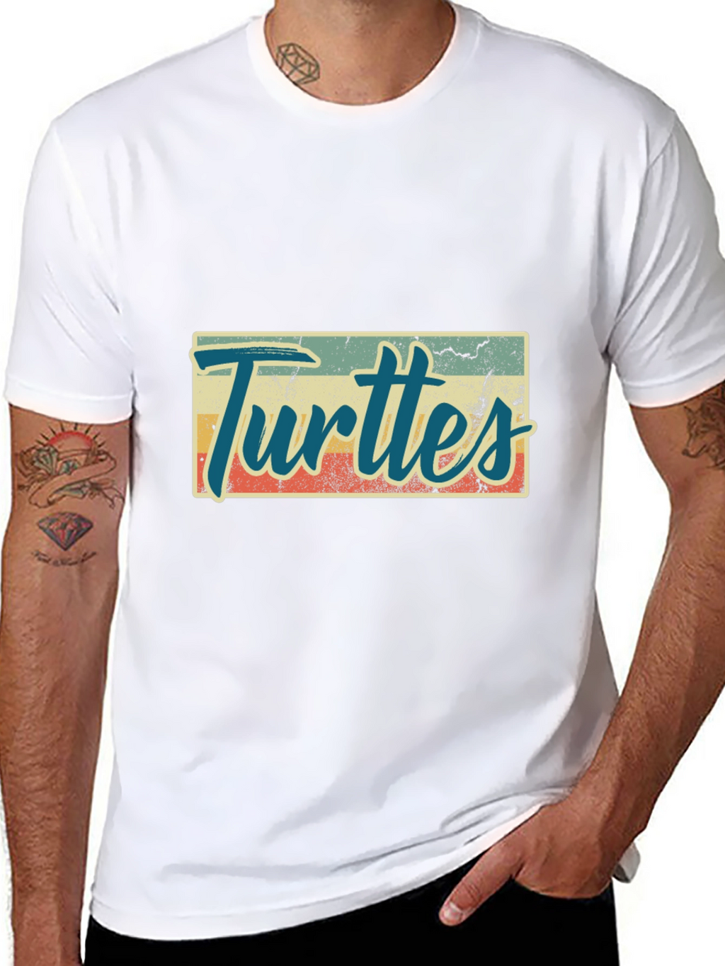 Retro Turtles Graphic Tee - Black Crew Neck