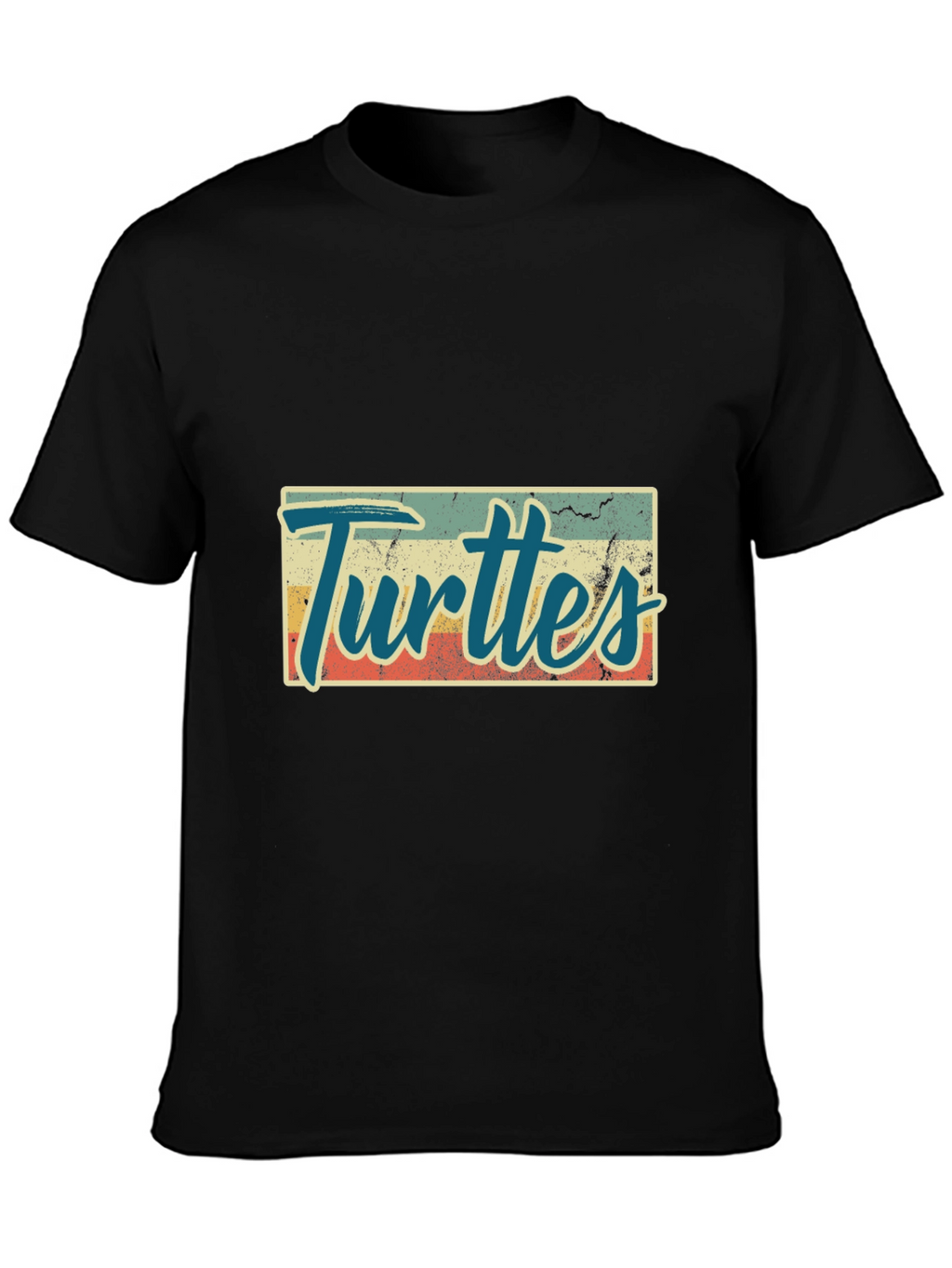 Retro Turtles Graphic Tee - Black Crew Neck