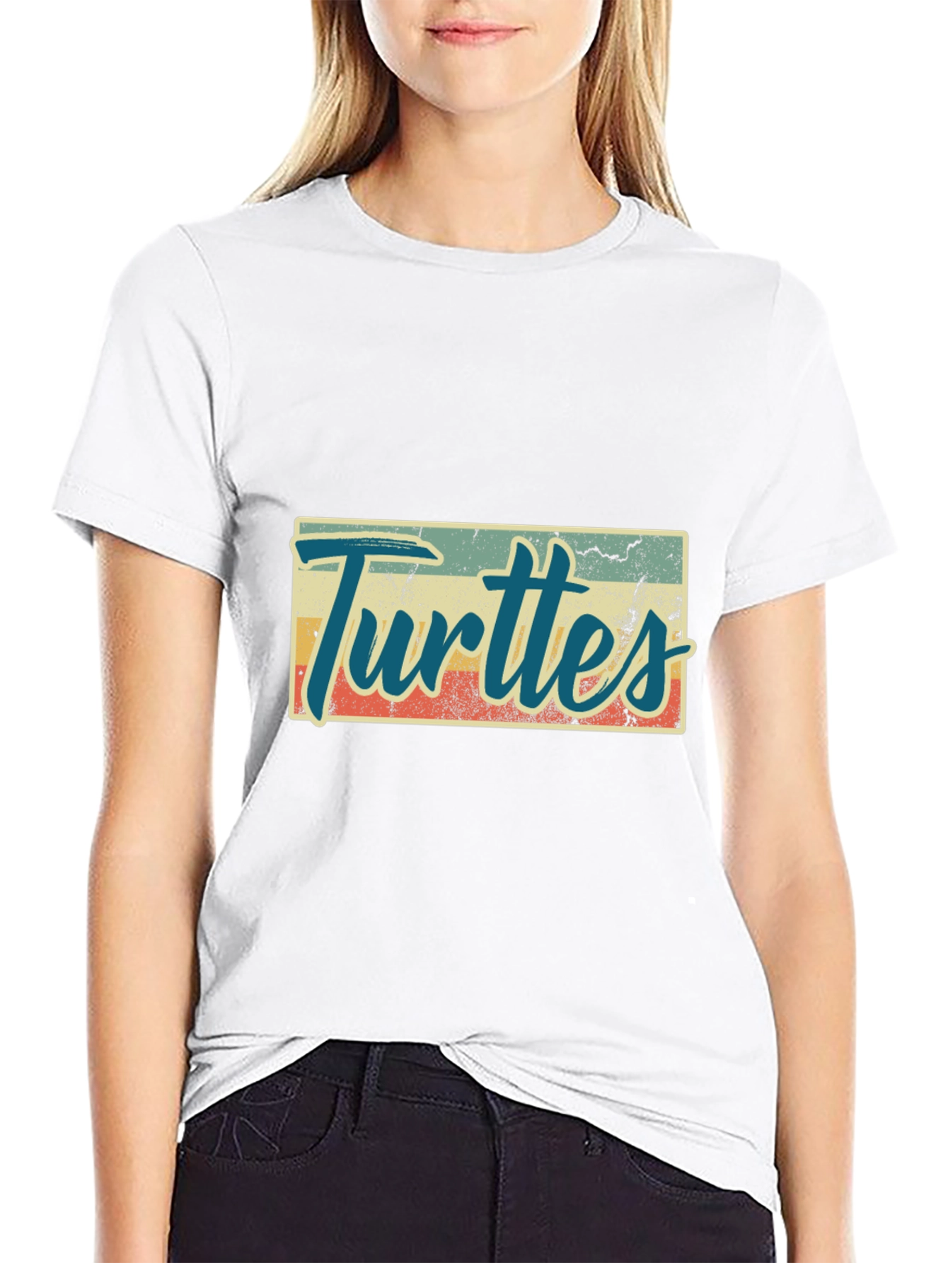Retro Turtles Graphic Tee - Black Crew Neck