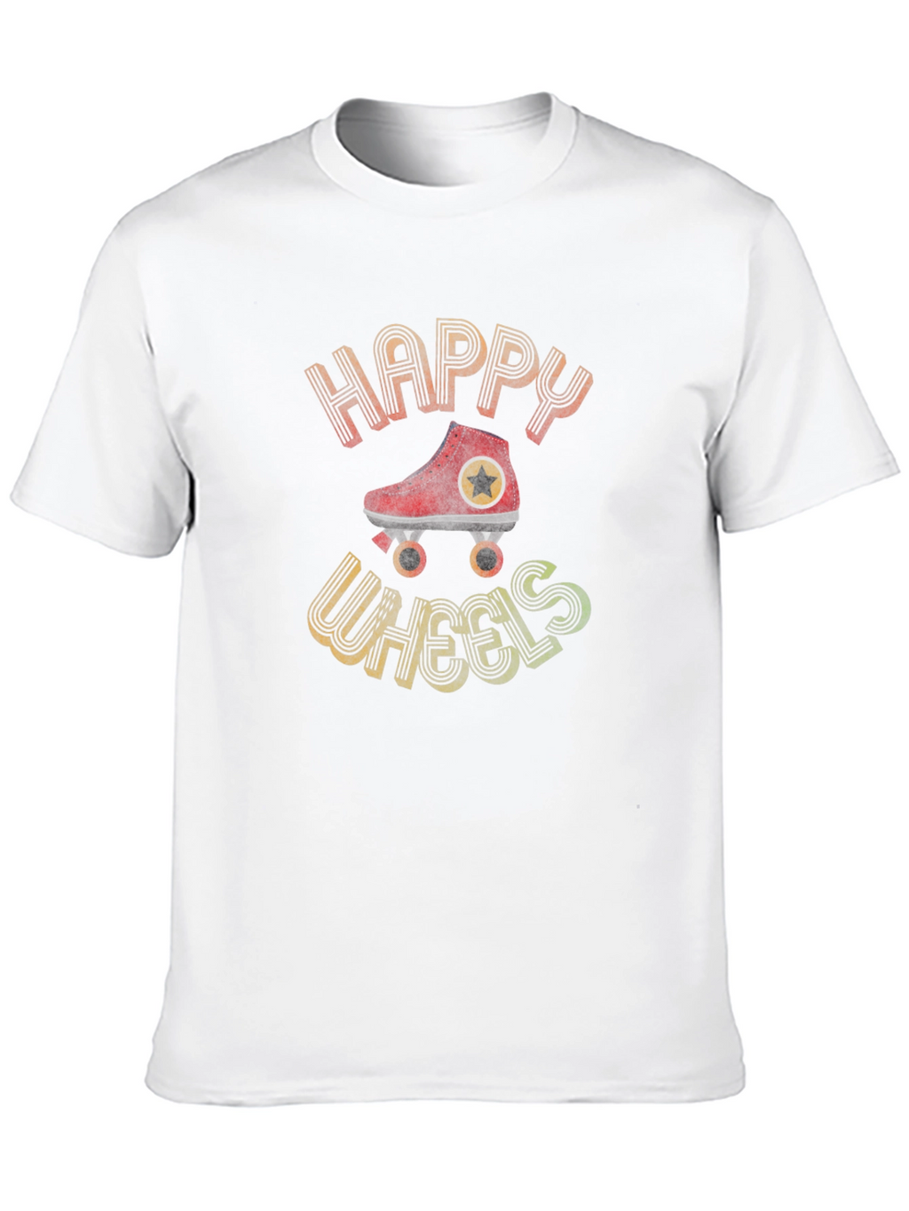 Happy Wheels Retro Roller Skate Graphic T-Shirt