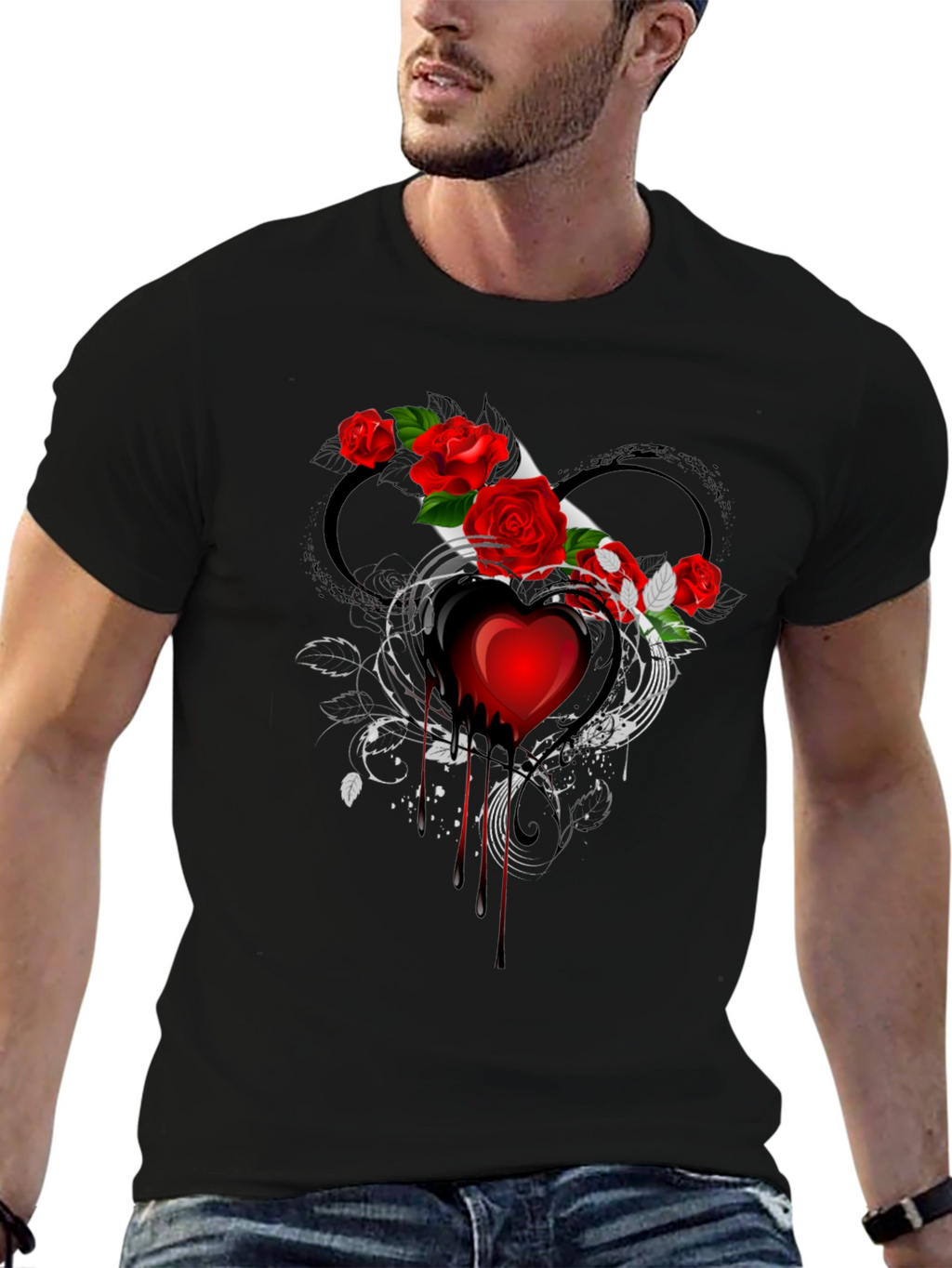Bleeding Heart Rose Graphic T-Shirt
