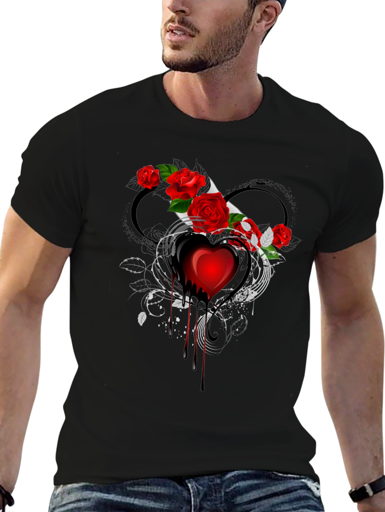 Bleeding Heart Rose Graphic T-Shirt