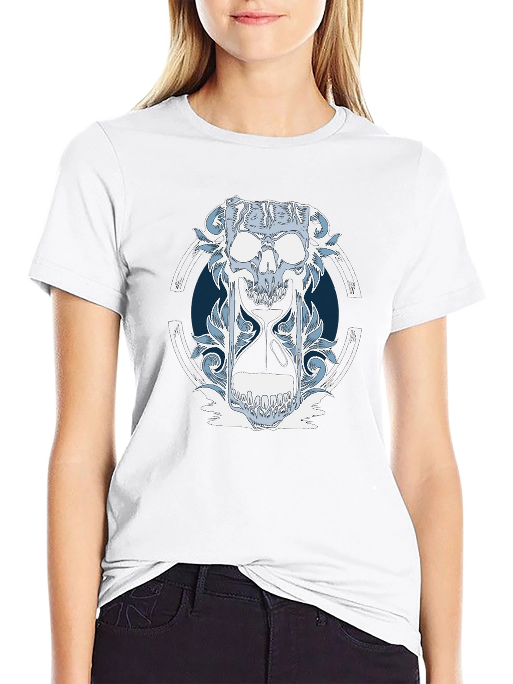 Skull Hourglass Graphic T-Shirt
