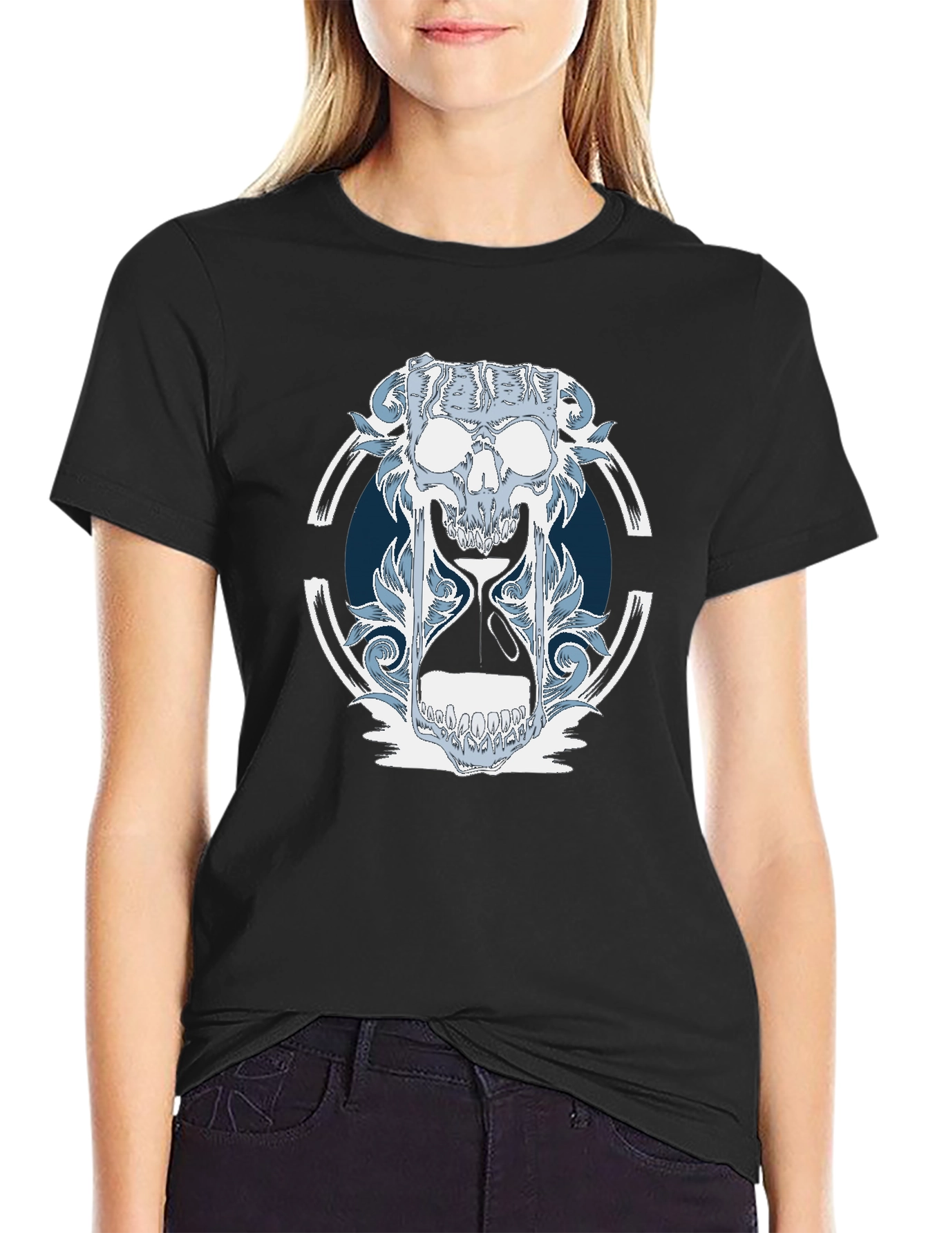 Skull Hourglass Graphic T-Shirt