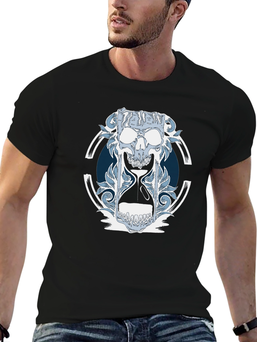 Skull Hourglass Graphic T-Shirt