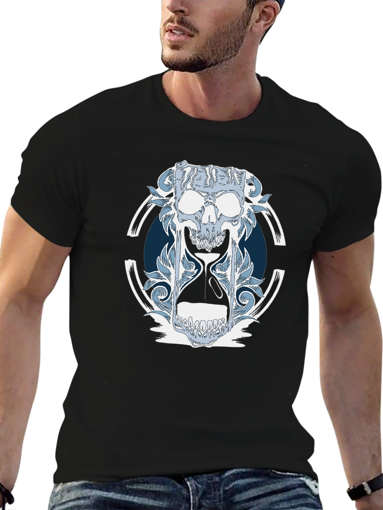 Skull Hourglass Graphic T-Shirt