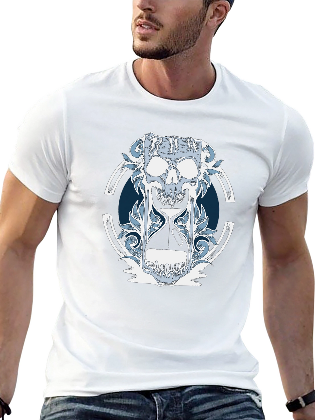 Skull Hourglass Graphic T-Shirt