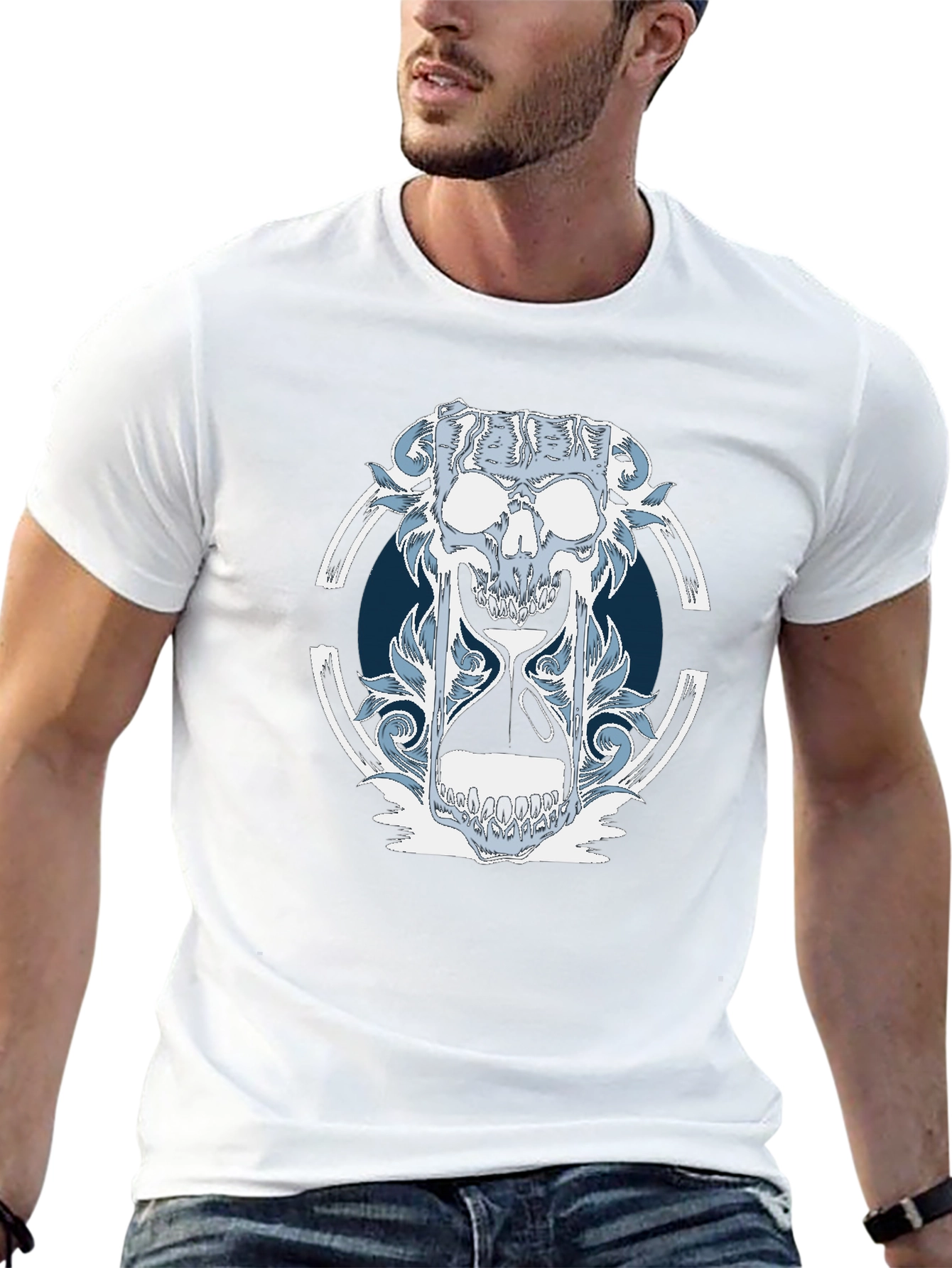 Skull Hourglass Graphic T-Shirt