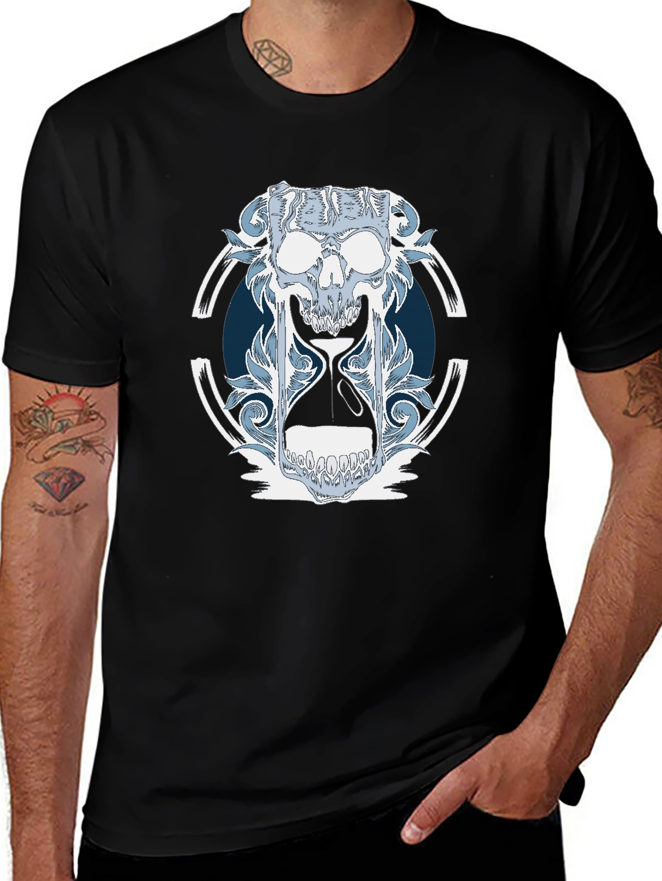 Skull Hourglass Graphic T-Shirt