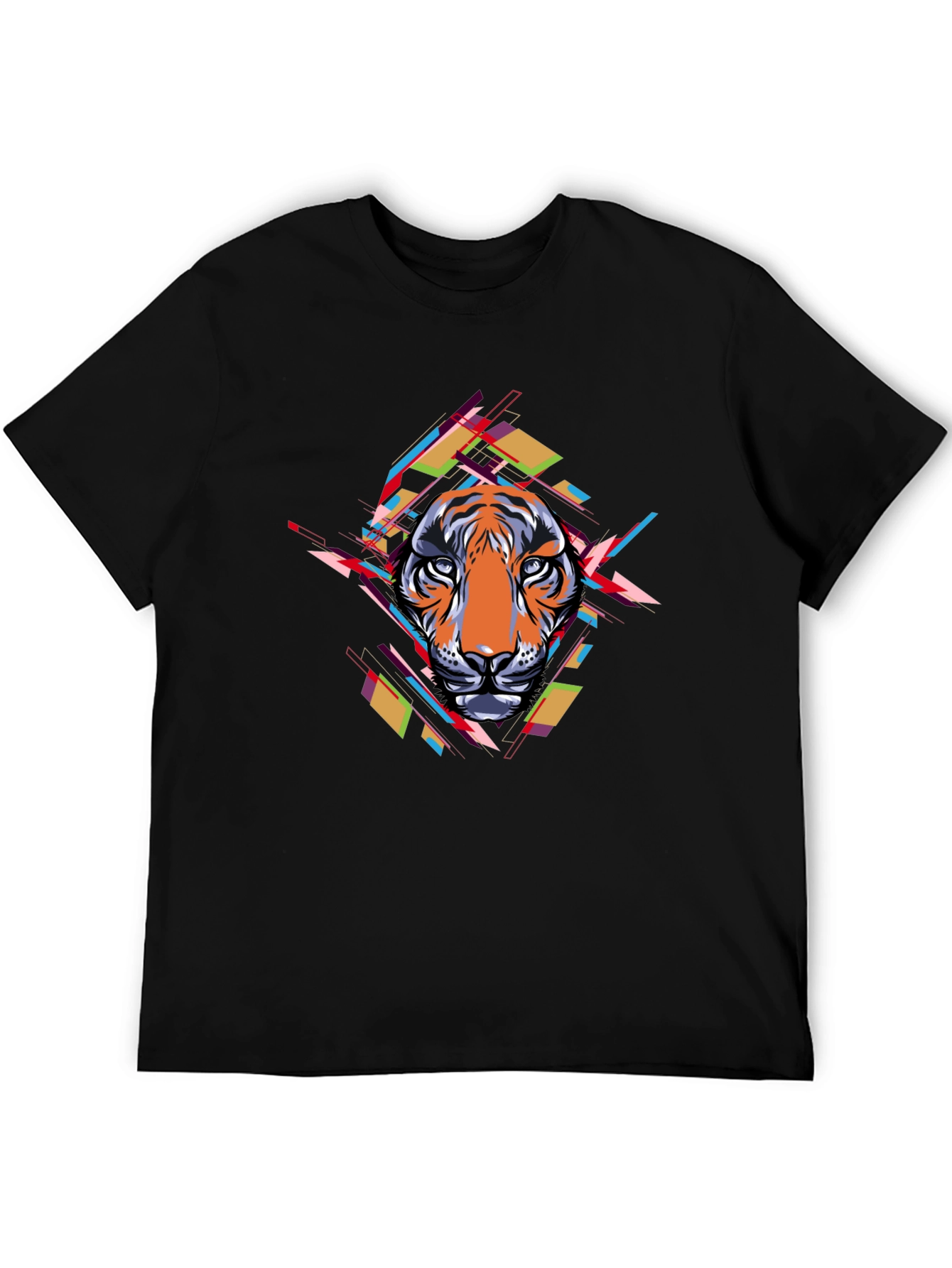 Abstract Tiger Graphic Black T-Shirt