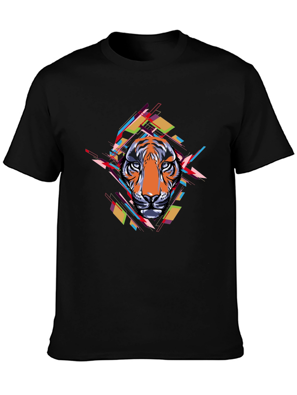 Abstract Tiger Graphic Black T-Shirt
