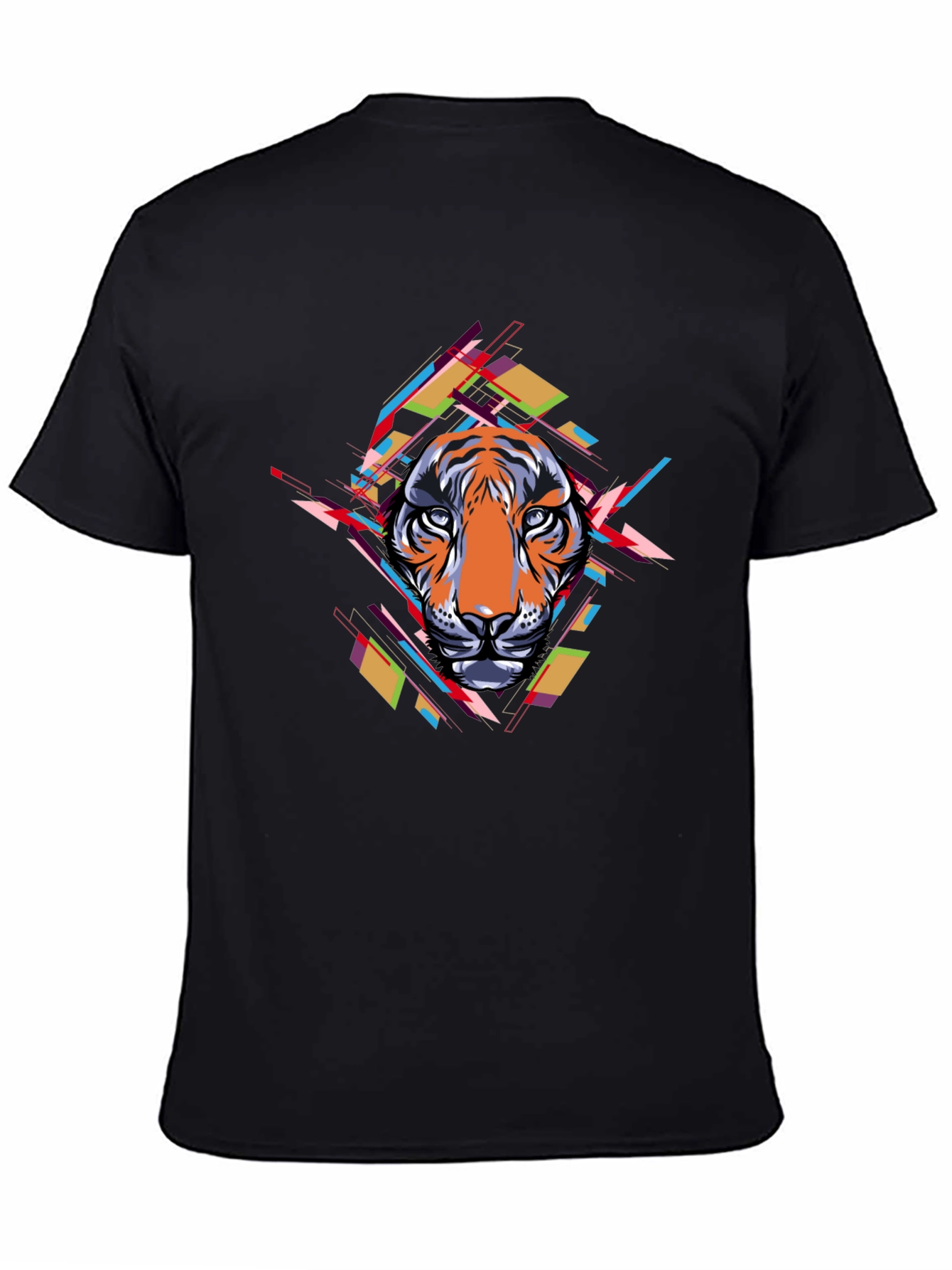Abstract Tiger Graphic Black T-Shirt