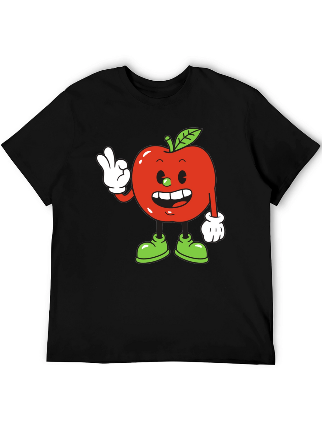 Cartoon Apple T-Shirt - Quirky Fruit Graphic Tee