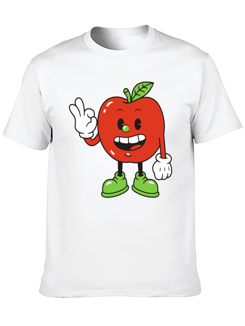Cartoon Apple T-Shirt - Quirky Fruit Graphic Tee