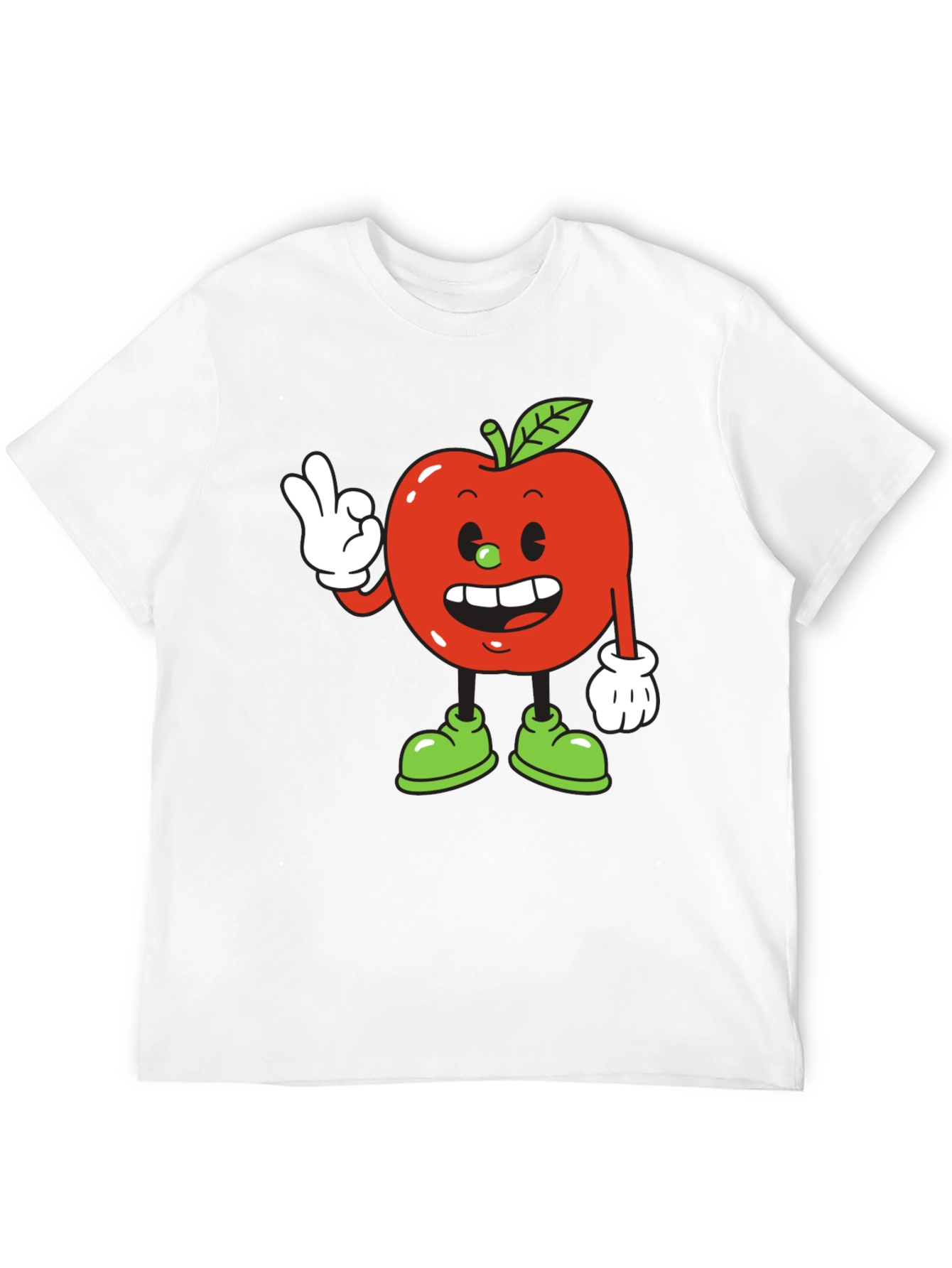 Cartoon Apple T-Shirt - Quirky Fruit Graphic Tee