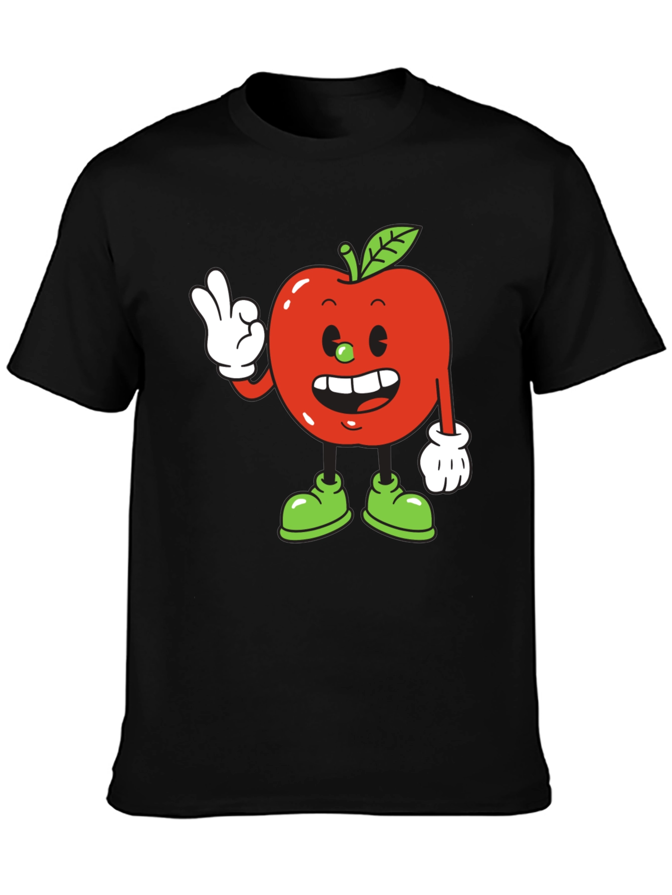 Cartoon Apple T-Shirt - Quirky Fruit Graphic Tee