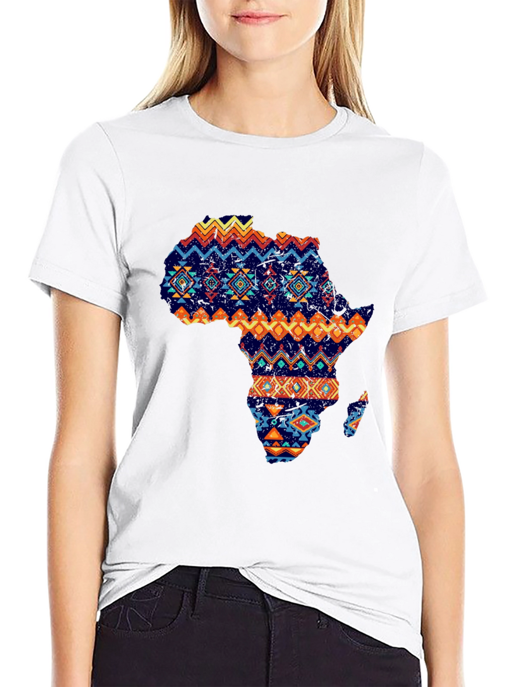 African Continent Print Mens Black T-Shirt