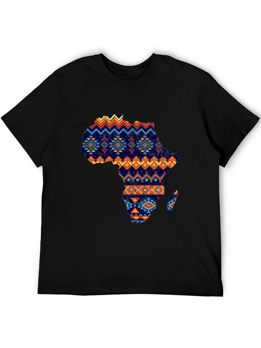 African Continent Print Mens Black T-Shirt