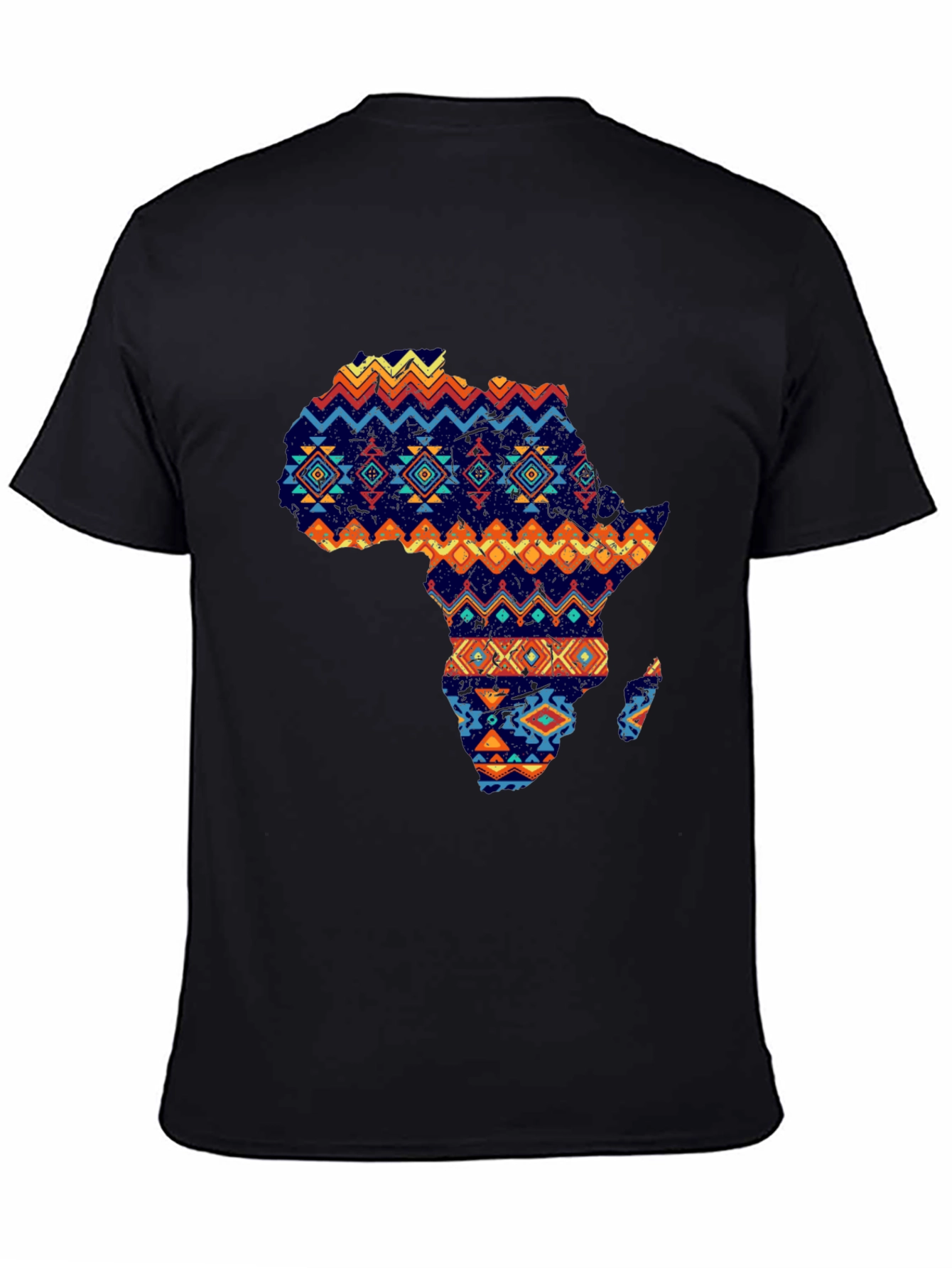 African Continent Print Mens Black T-Shirt