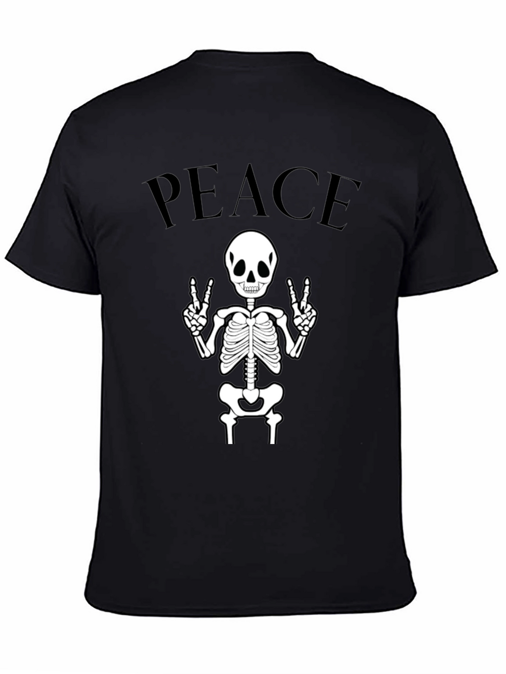 Peace Skeleton Black Graphic Tee