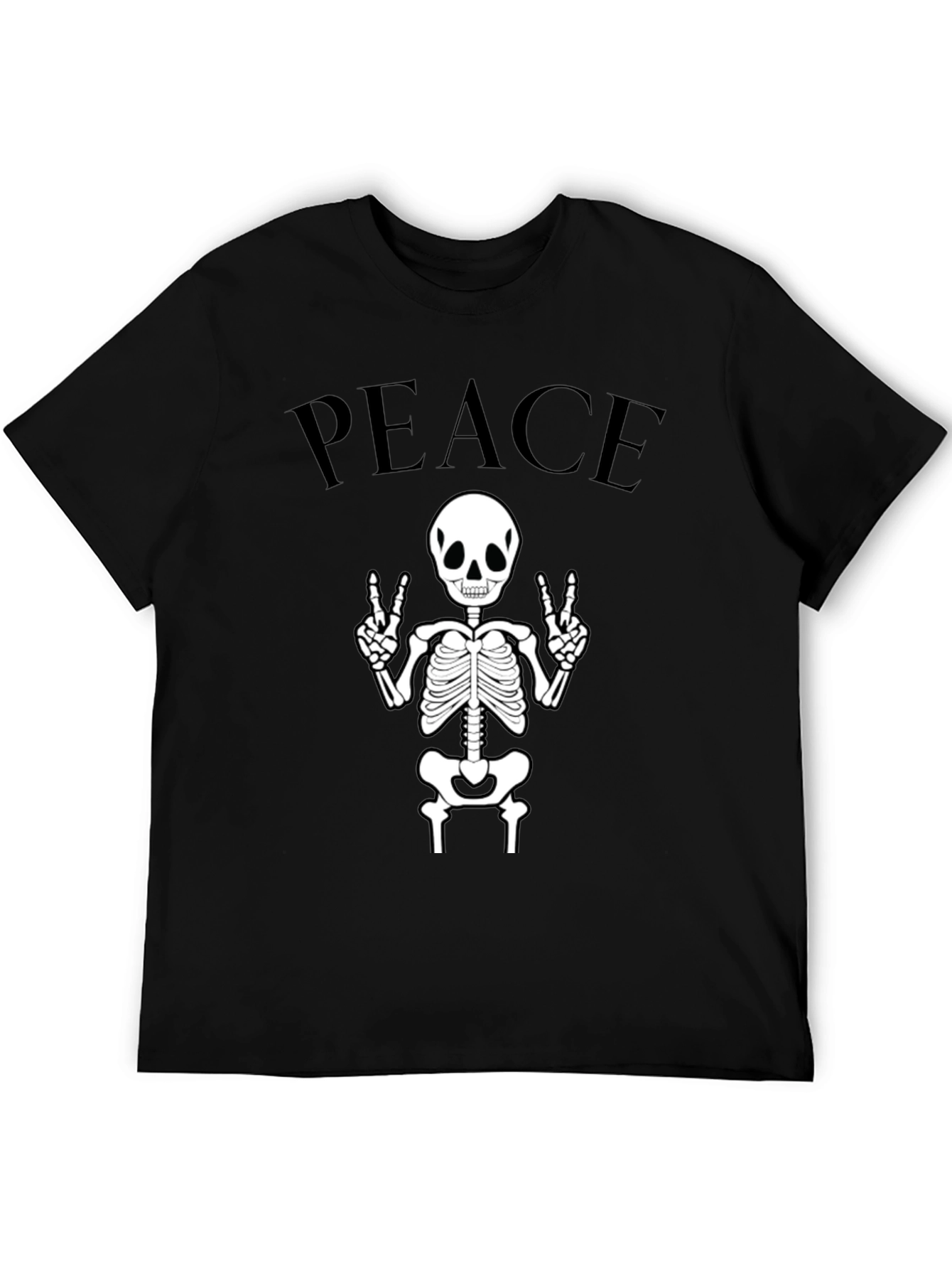 Peace Skeleton Black Graphic Tee