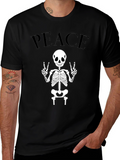 Peace Skeleton Black Graphic Tee