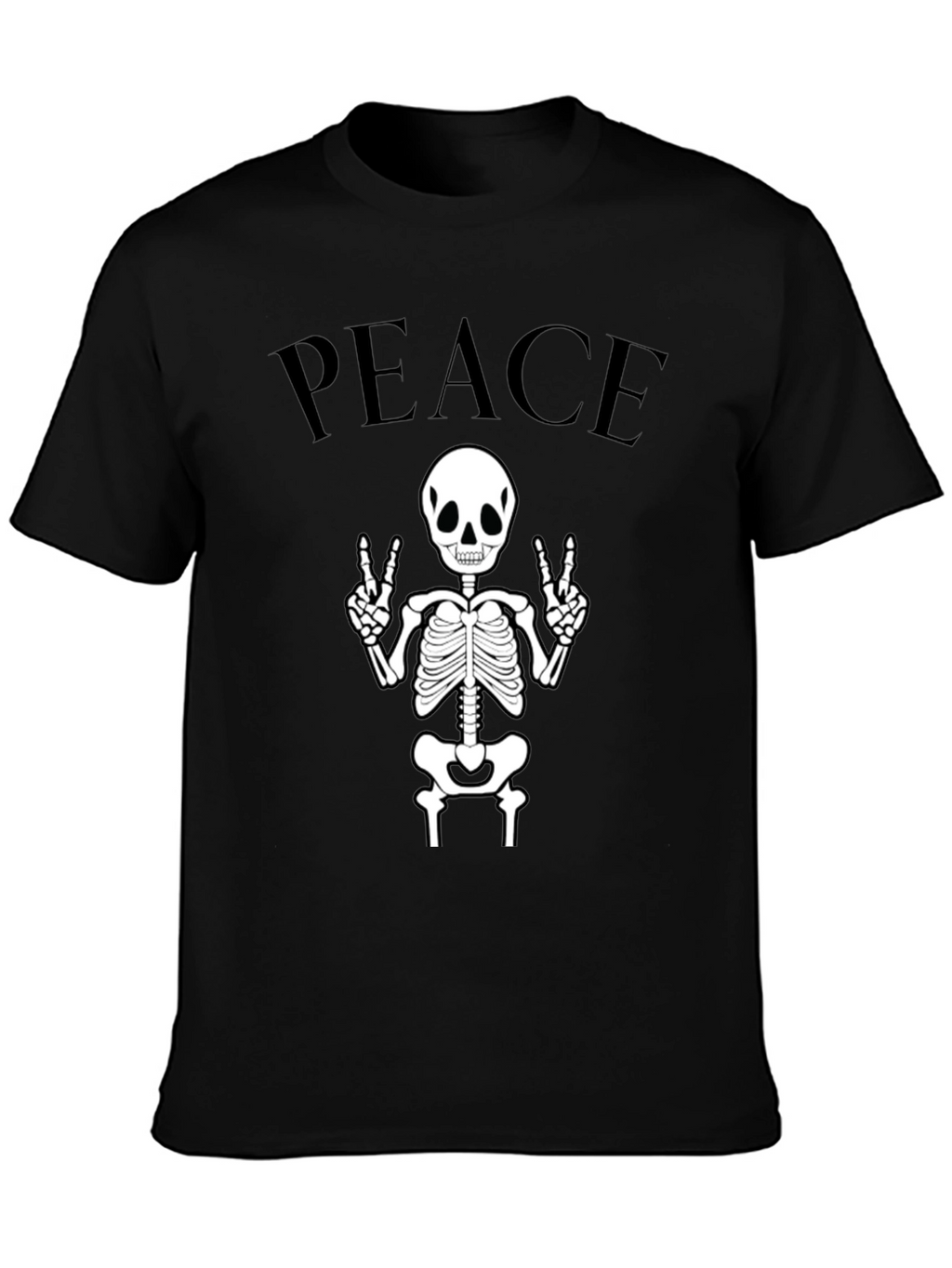 Peace Skeleton Black Graphic Tee