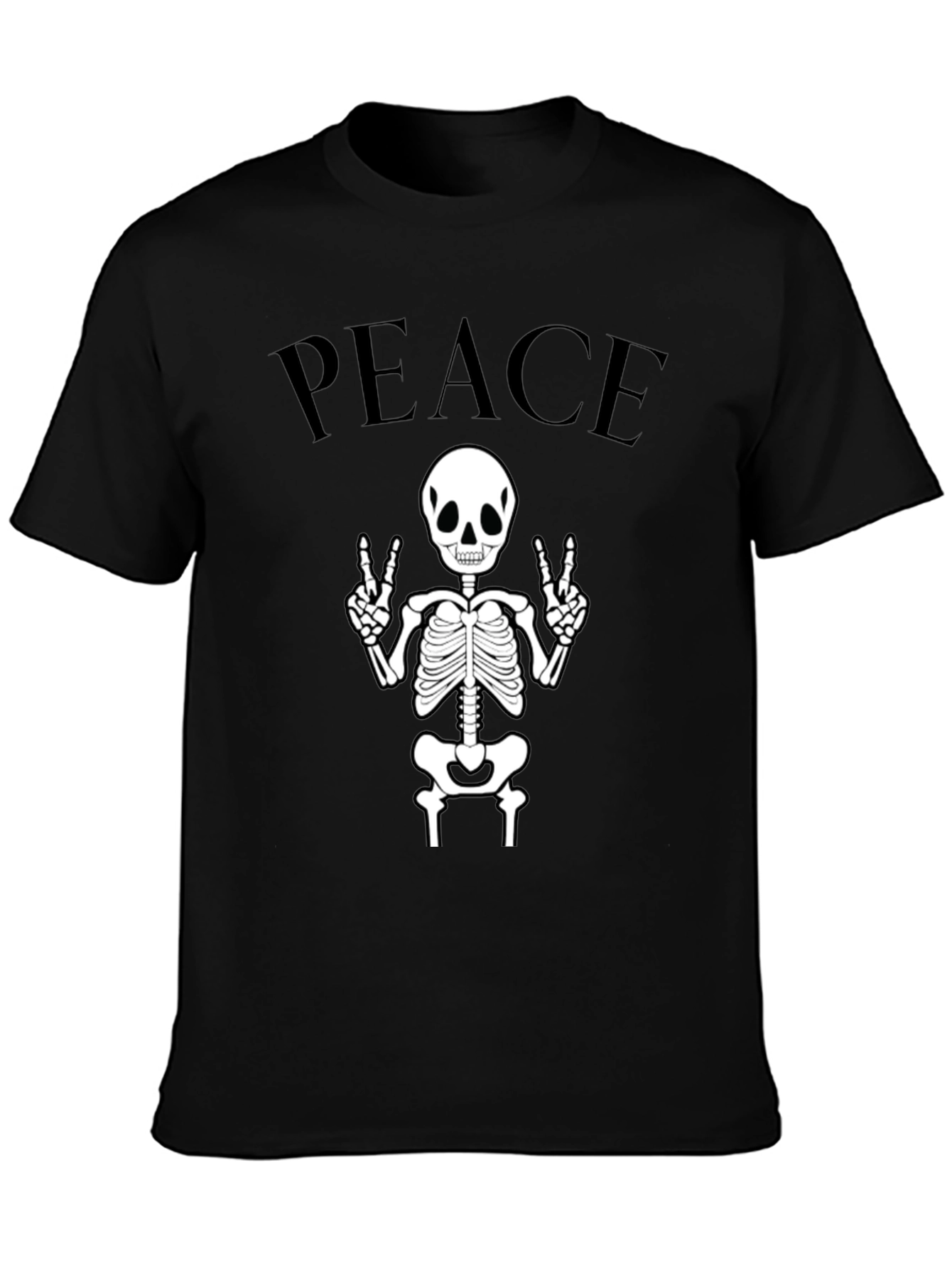 Peace Skeleton Black Graphic Tee
