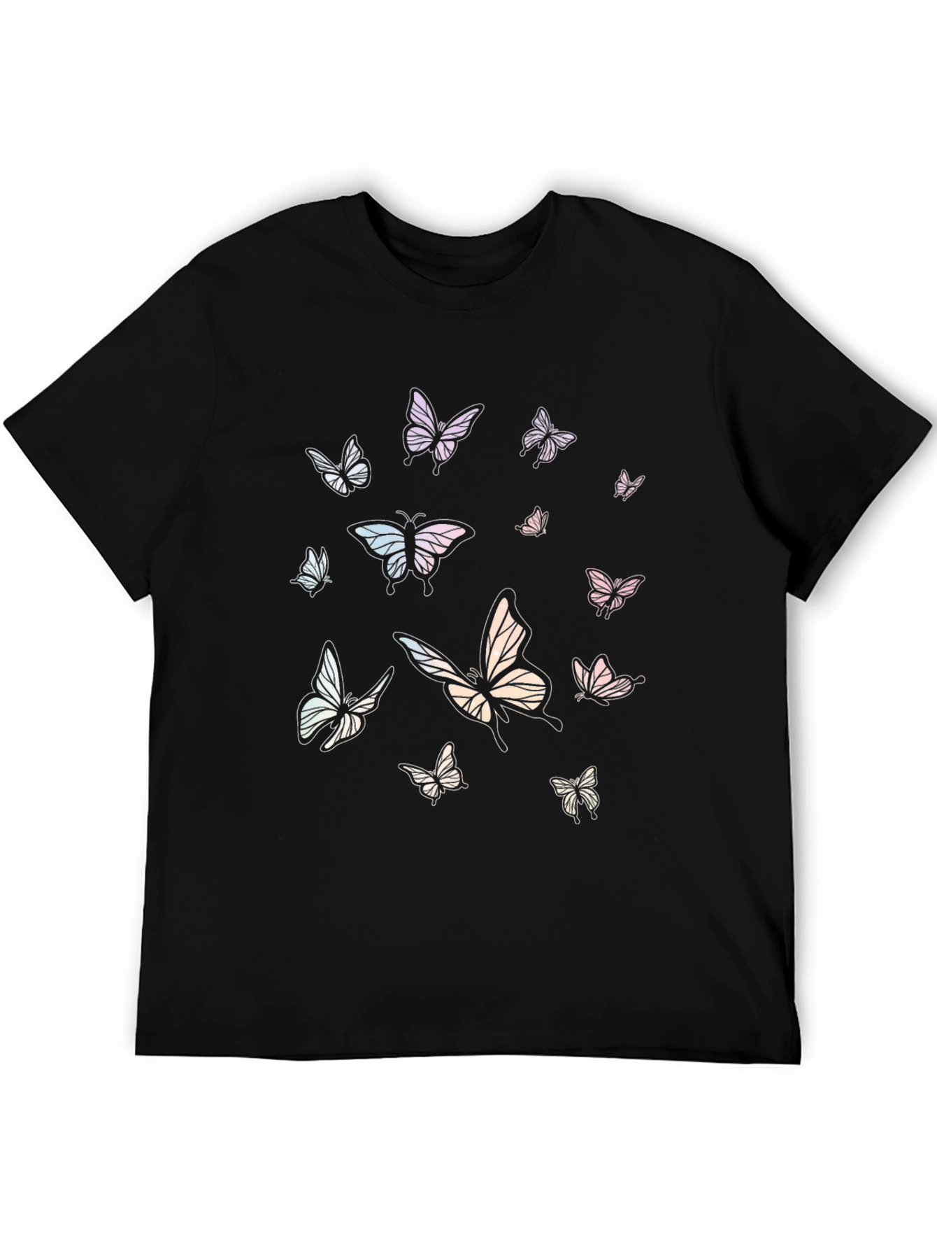 Butterfly Print Black Tee Shirt