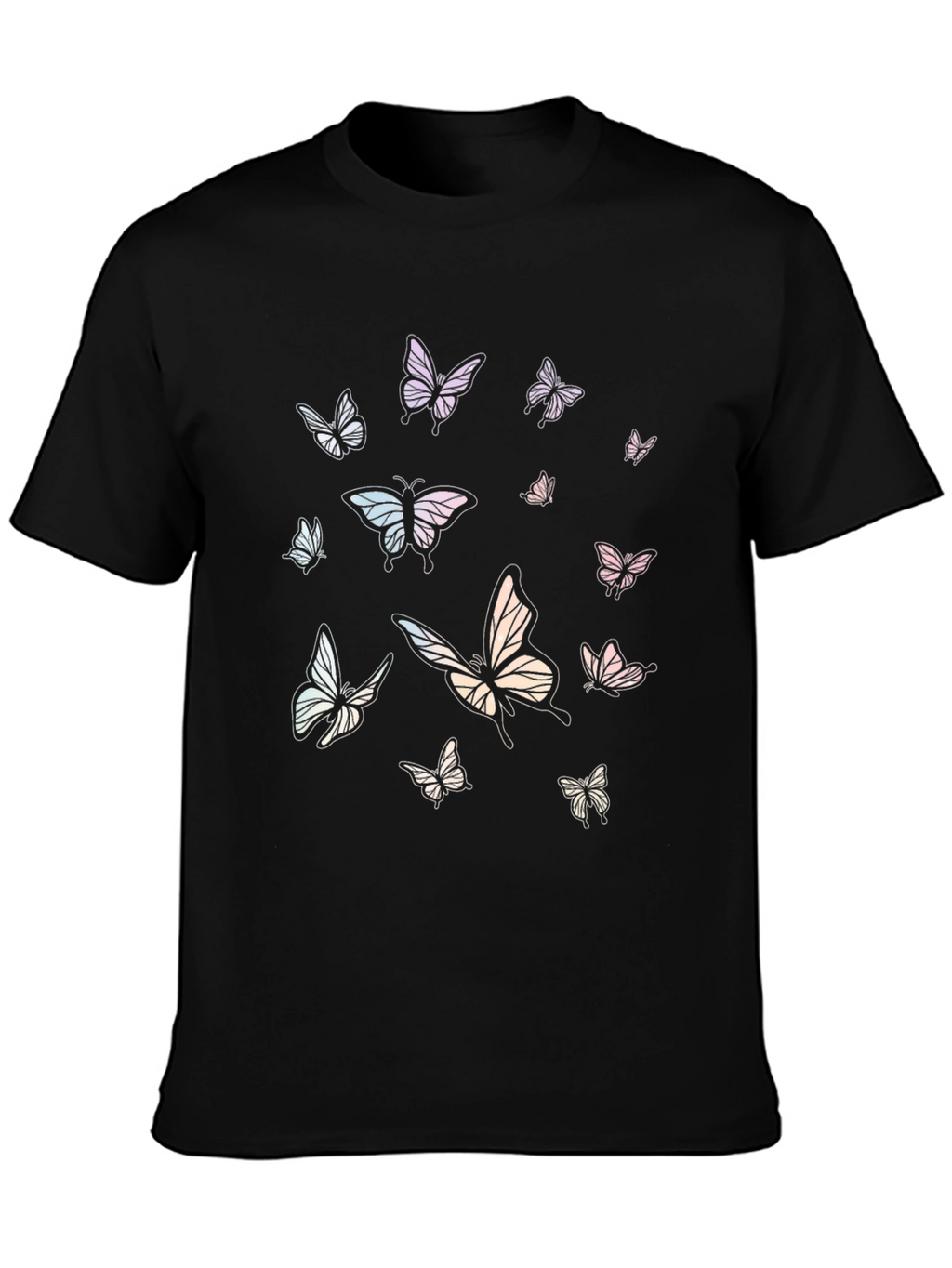 Butterfly Print Black Tee Shirt