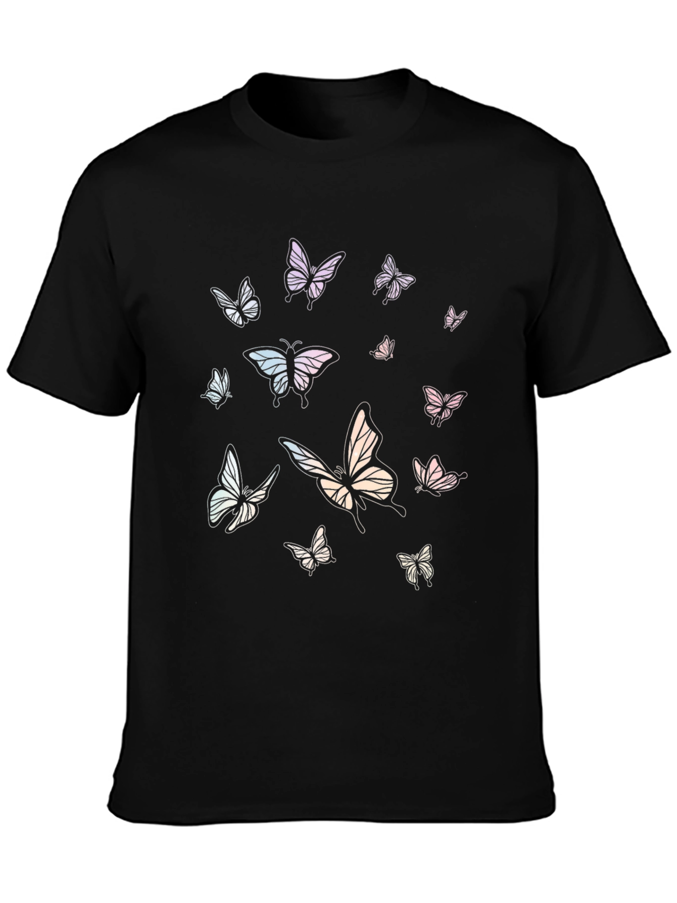 Butterfly Print Black Tee Shirt