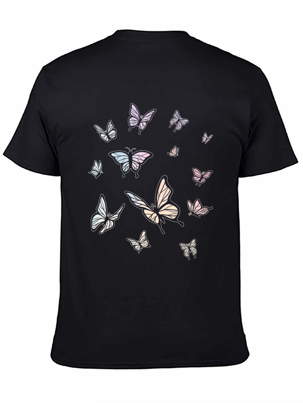 Butterfly Print Black Tee Shirt
