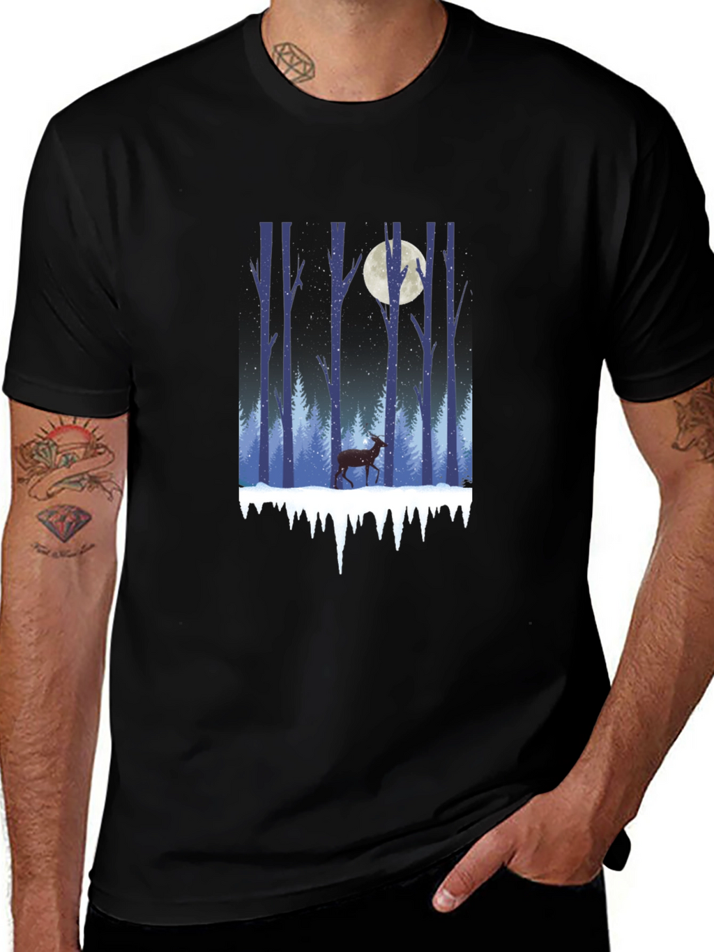 Winter Forest Deer Graphic Tee